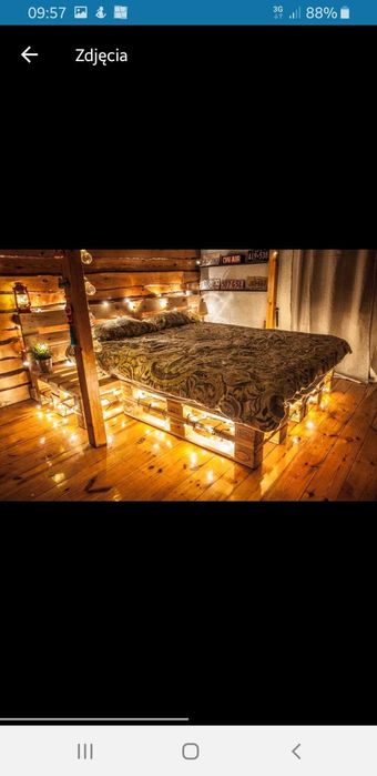 Łóżko sypialniane ^sypialnia^ małżeńskie^ z palet ^ europalety