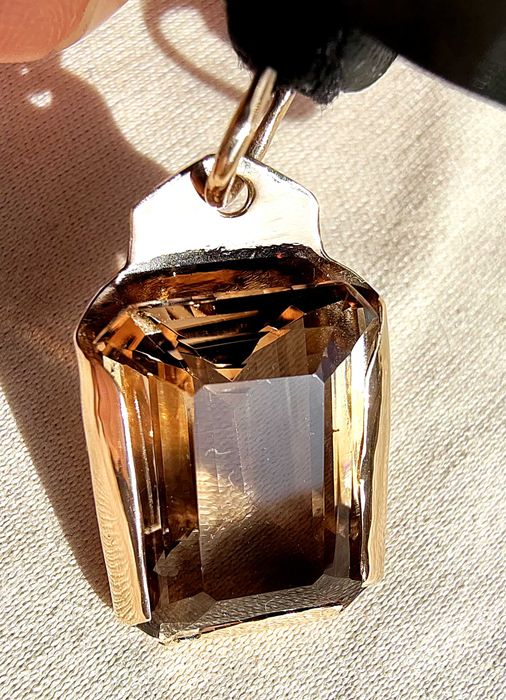 Кулон ожерелье подвеска топаз золото 585 кожа вощеная
