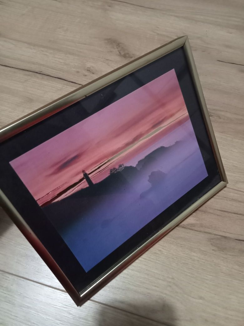 Obraz obrazek grafika zachód słońca latarnia