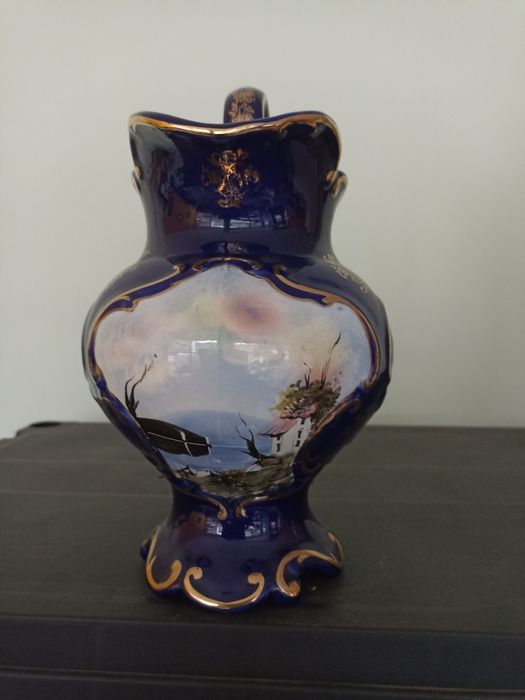 Jarro ELPA Alcobaça azul cobalto motivo paisagem