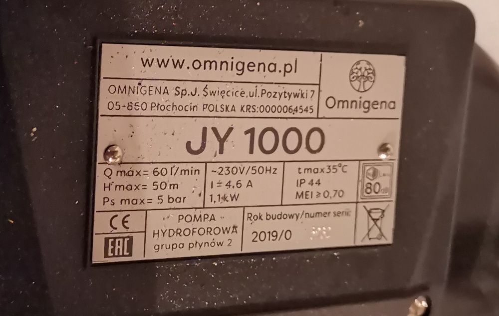 Hydrofor 100 L Omnigena JY-1000 inox