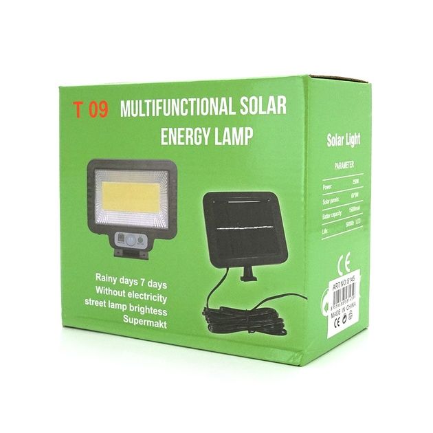 Вуличний ліхтар T 09 c сонячною панеллю+пульт, вбудований акумулятор,