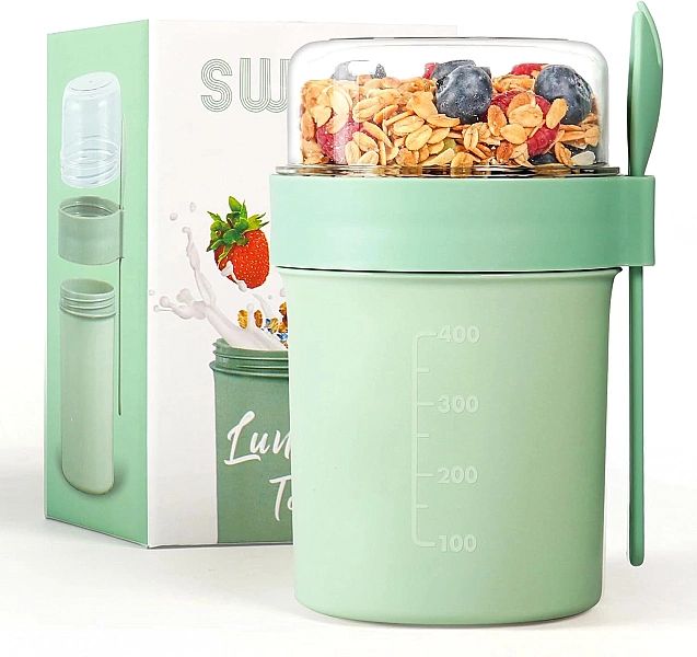 Kubek Na Lunc, Jogurt, Musli To Go Z Łyżką Do Pracy 780Ml Szałwiowo-Zi