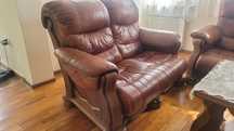 Komplet wypoczynkowy skórzany sofa fotel