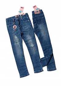 Spodnie jeans dla dziewczynki na gumce nowy  146-152