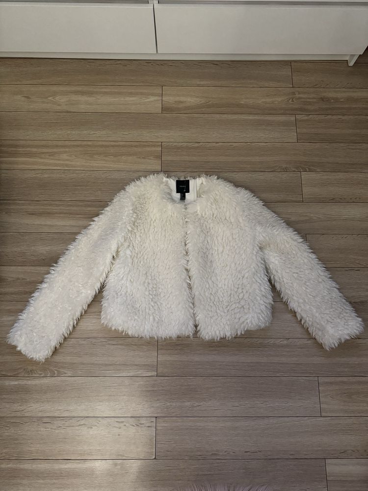Forever 21 kremowe futerko futro lama rozmiar L