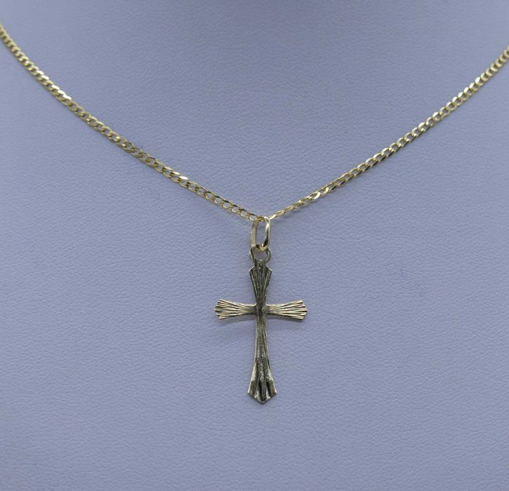 zestaw złota 585 łańcuszek + krzyż 2,08g 45cm NOWY CHRZEST KOMUNIA