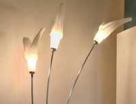 Lampa stojąca Lis Poland Irys – chrom, szklane klosze, 3-płomienna