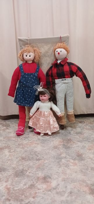 Куклы мягконабивные большого размера волосами из ниток мальчик девочка