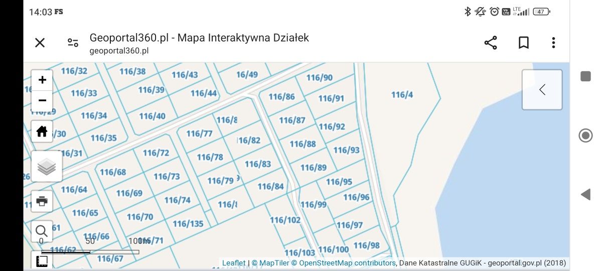 Sprzedam działkę budowlaną 116/68 nad jeziorem