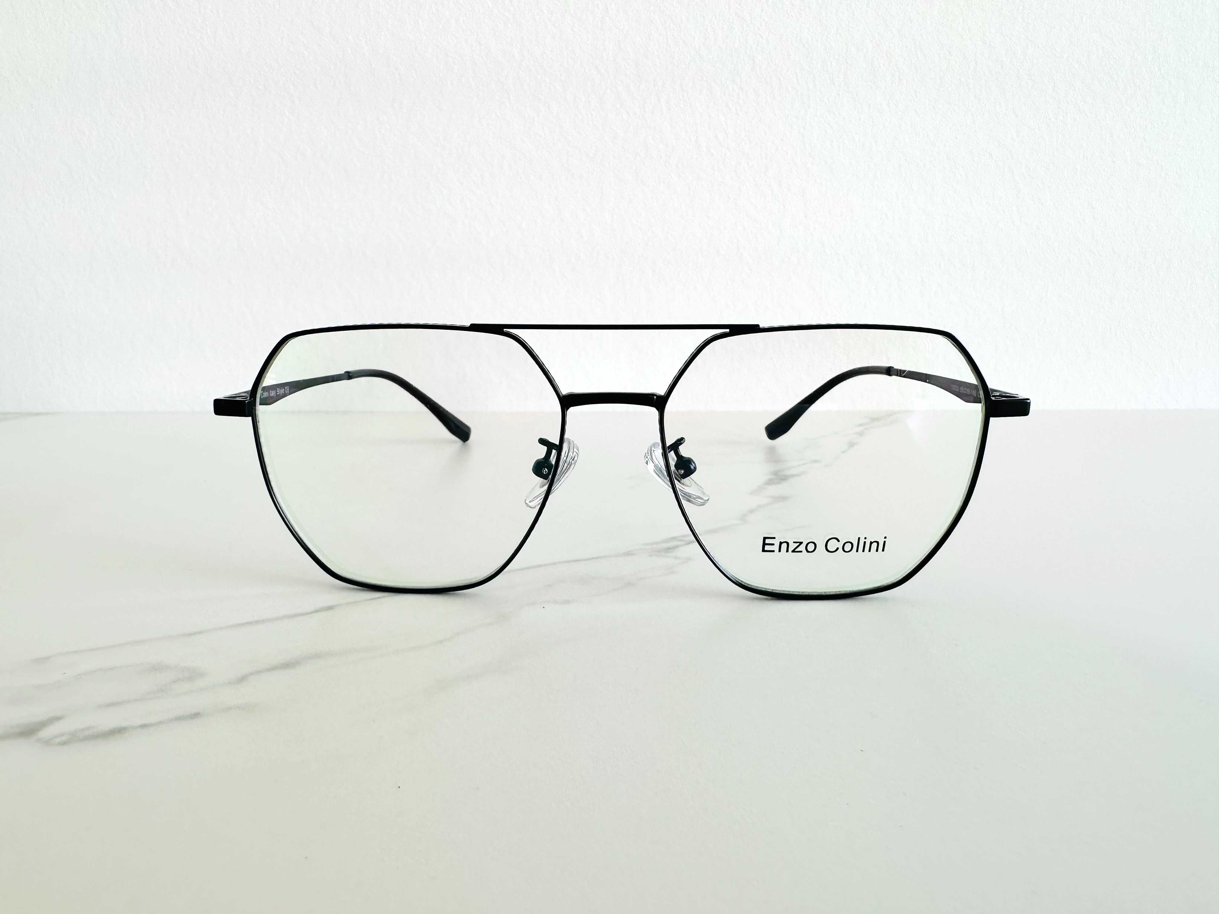 NOWE Okulary oprawki czarne metalowe ENZO COLINI 13002 C8