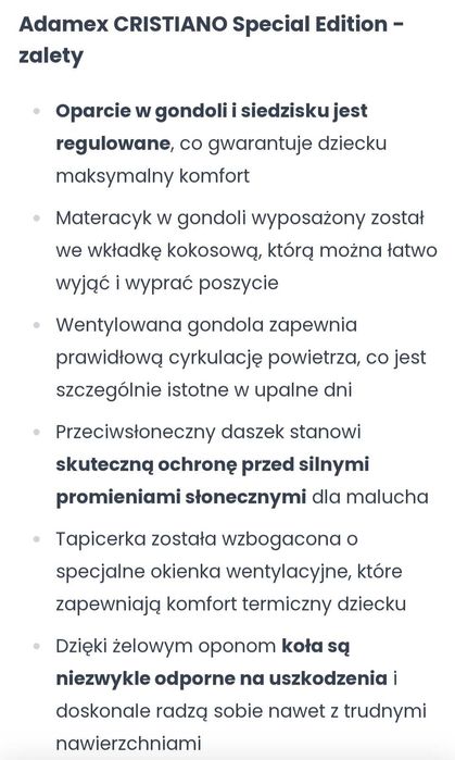 Wózek 2w1 Cristiano Adamex special edition