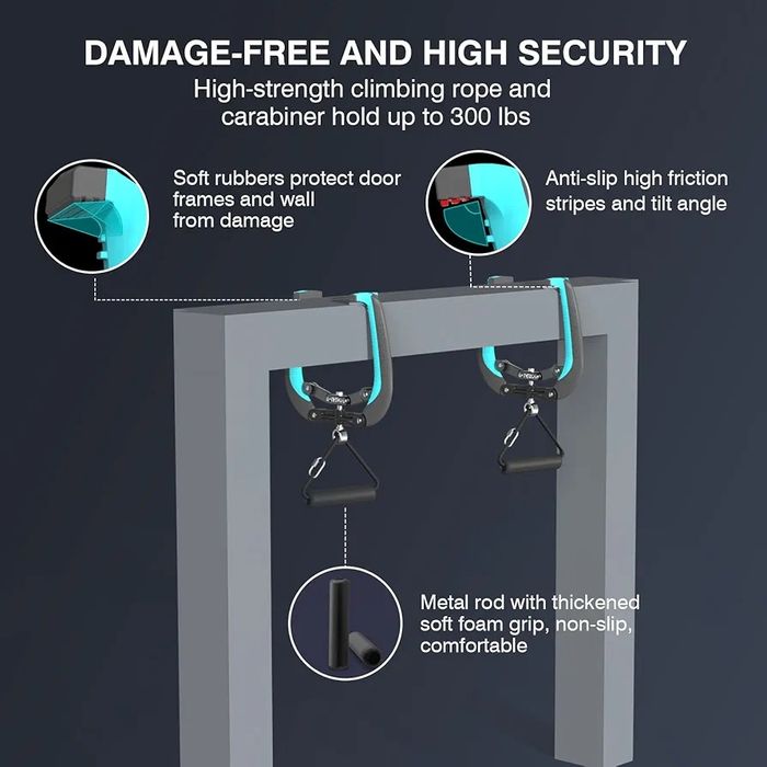 THERAU Drążek do podciągania, do futryny drzwi, przenośny, bez montażu