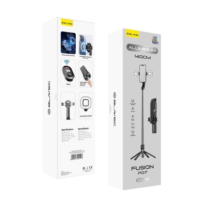 Blavec Selfie Stick Aluminium Fusion P-07 Magsafe tripod + pilot + 2