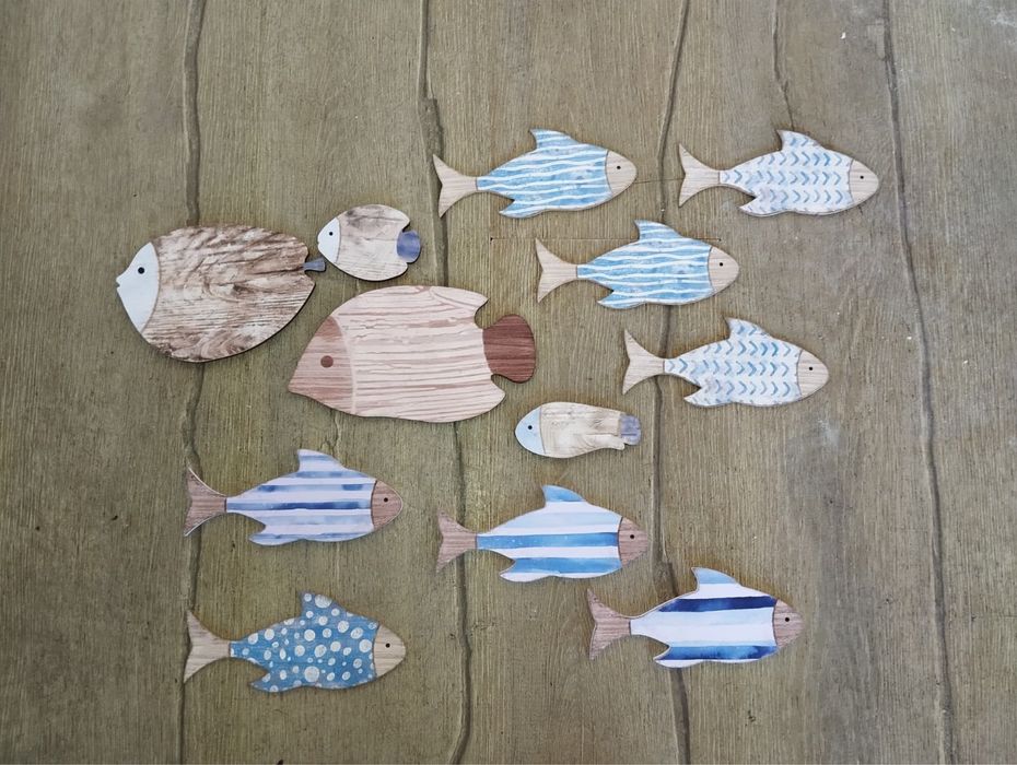 Peixinhos de madeira autocolante decoracão
