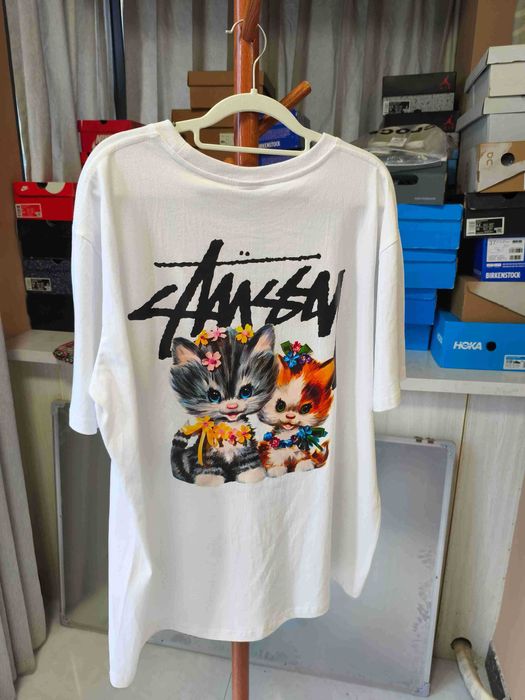 Stussy Męska Biała Koszulka z Nadrukiem Rozmiar XL