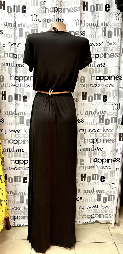 Платье длинное трикотажное, чёрное,  H&M, XS-S