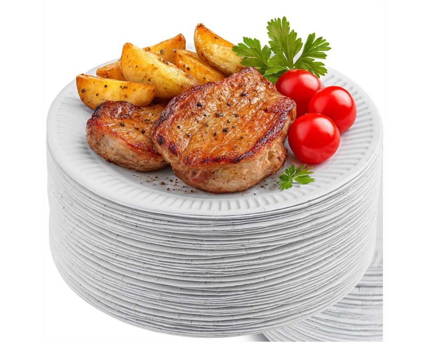 Naczynia Jednorazowe Talerze Papierowe 15cm 100szt Talerzyki Białe