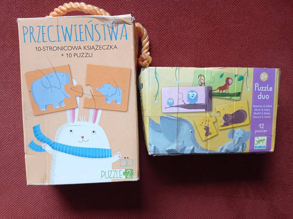 Puzzle układanki przeciwieństwa + Djeco zwierzątka