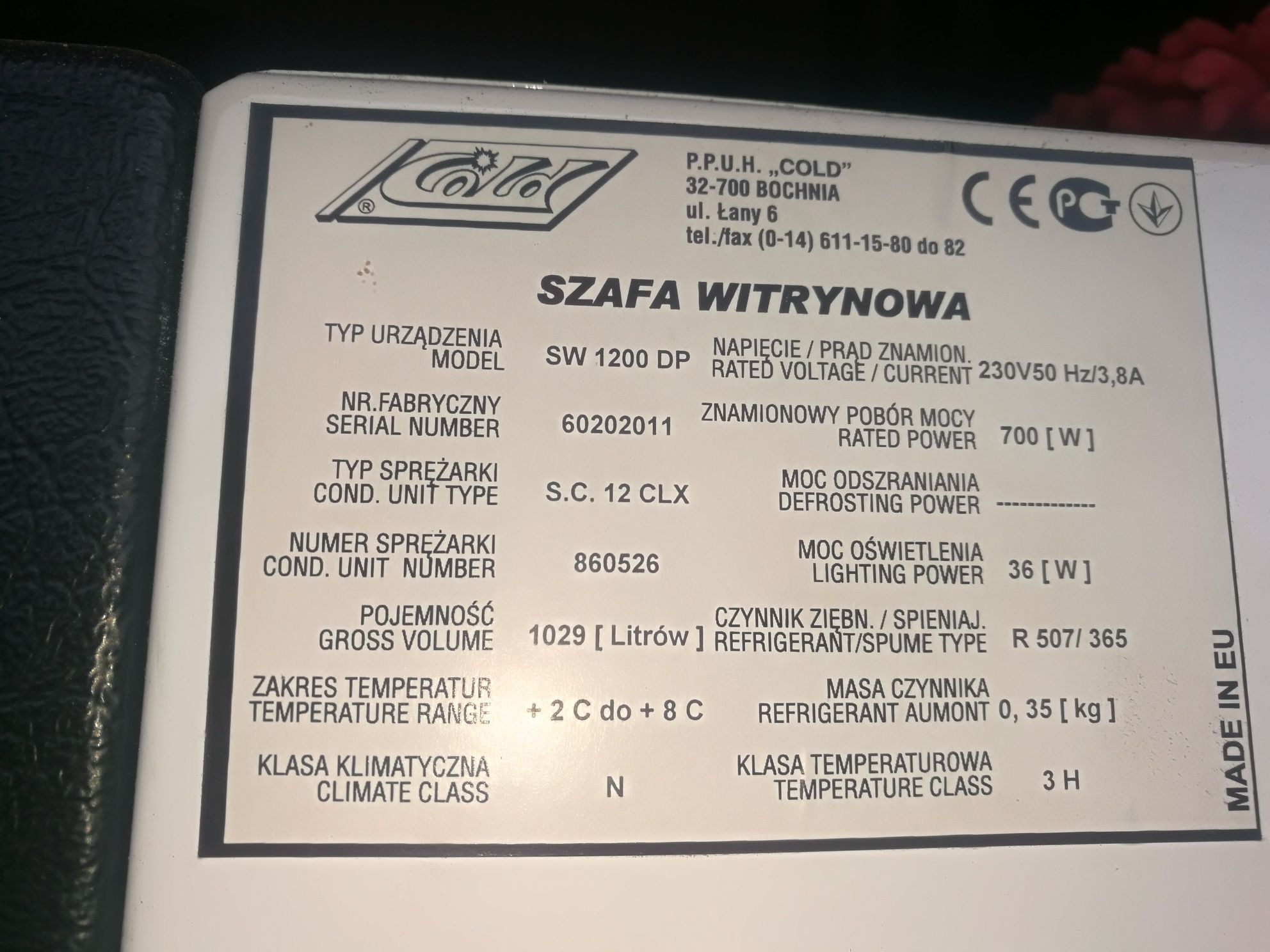 Szafa chłodnicza iglo  SW 1200 DP