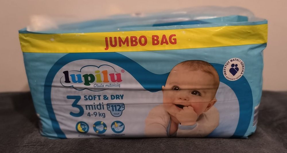 Pieluchy pampersy Lupilu rozmiar 3, 4-9 kg, 112 sztuk