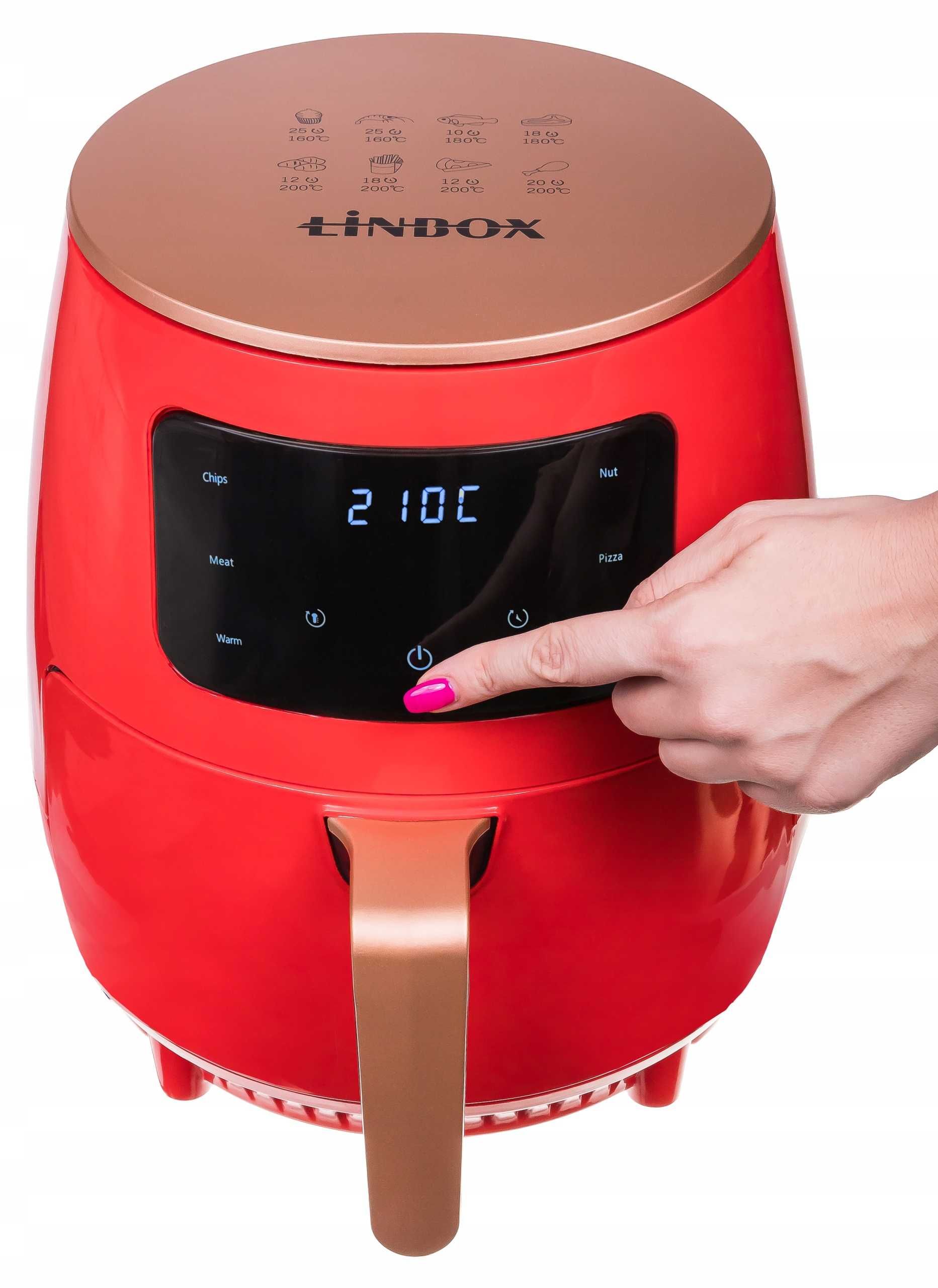 [OUTLET] Frytkownica 4,5L 1400W beztłuszczowa Linbox  CZERWONA