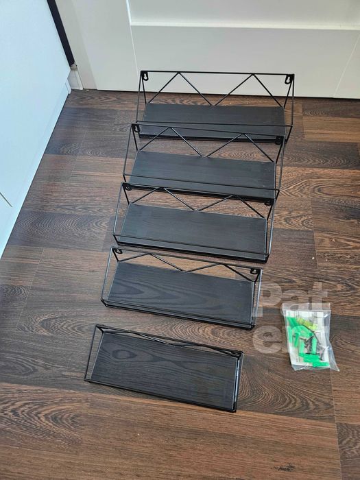 Loftowe kwietnik dekoracja ścienna półki 5 sztuk czarna