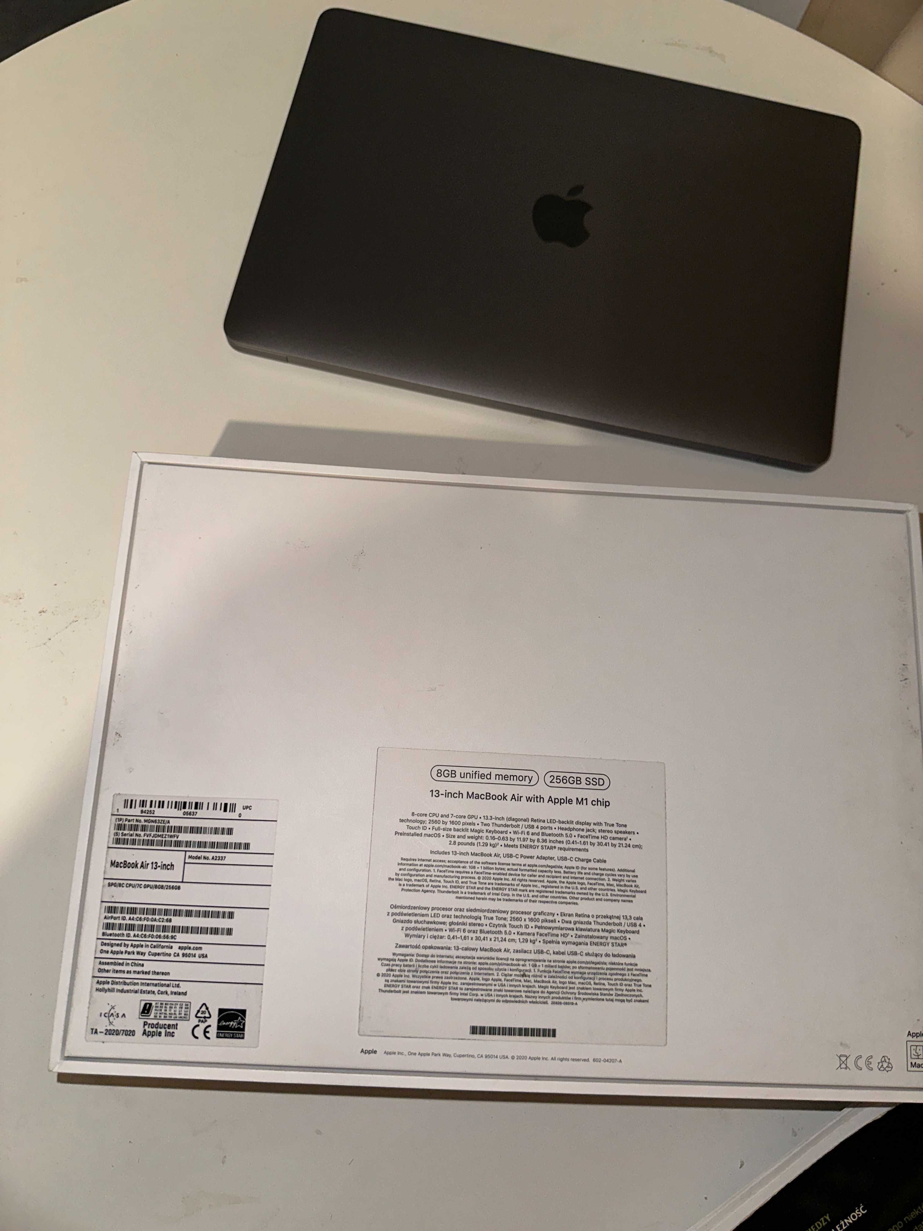 Apple MacBook Air 13.3” M1 – 8GB RAM, 256GB SSD | OKAZJA 95% BATERIA