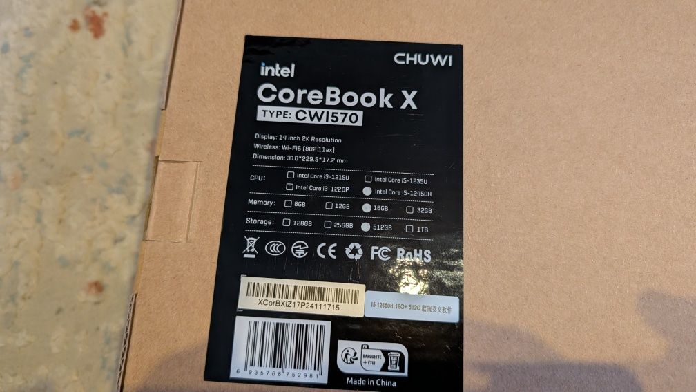 Portátil Chuwi Corebook X