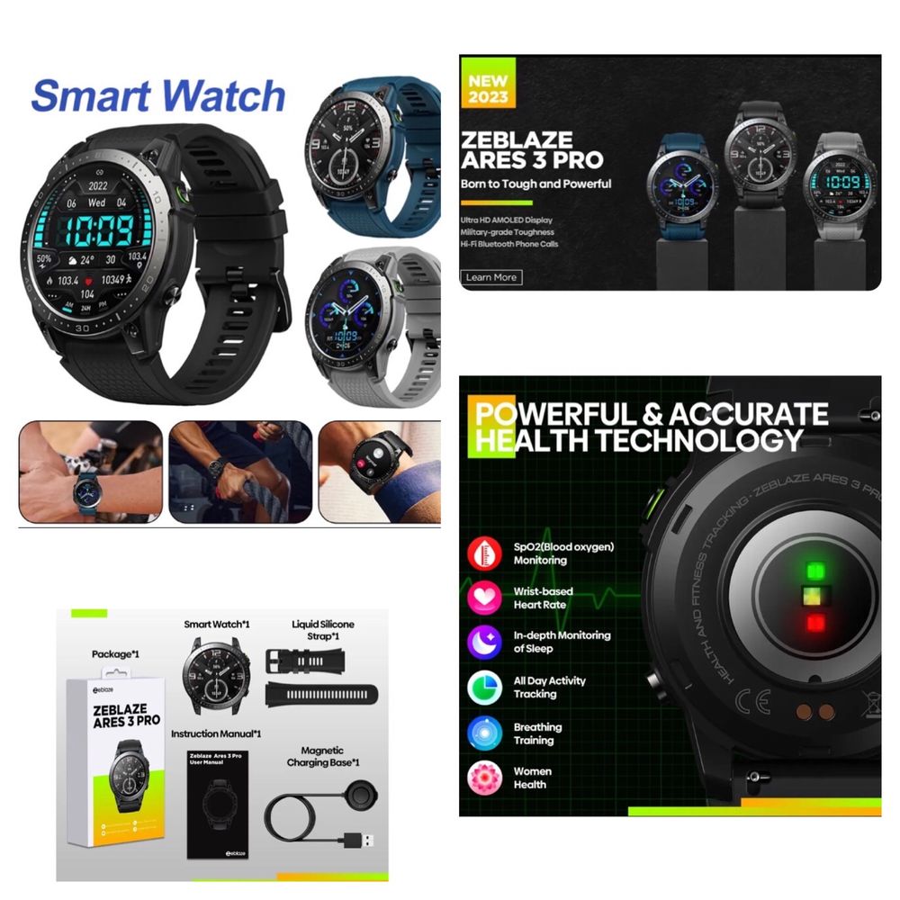 Zeblaze Ares 3 Pro Умные часы Ultra HD AMOLED 1,43 smart watch