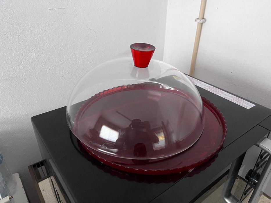 6 conjuntos Prato para Bolo - Vermelho com Campânula – 32cm