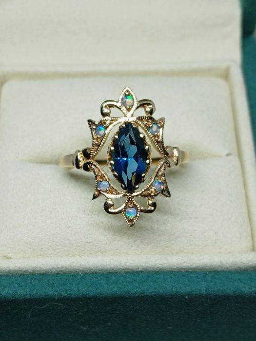 Pierścionek topaz opał zloto YES Kolekcja wiktoriańska