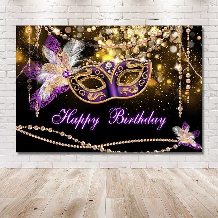 Ścianka tło 210 x 150 cm Happy Birthday urodziny karnawał sylwester