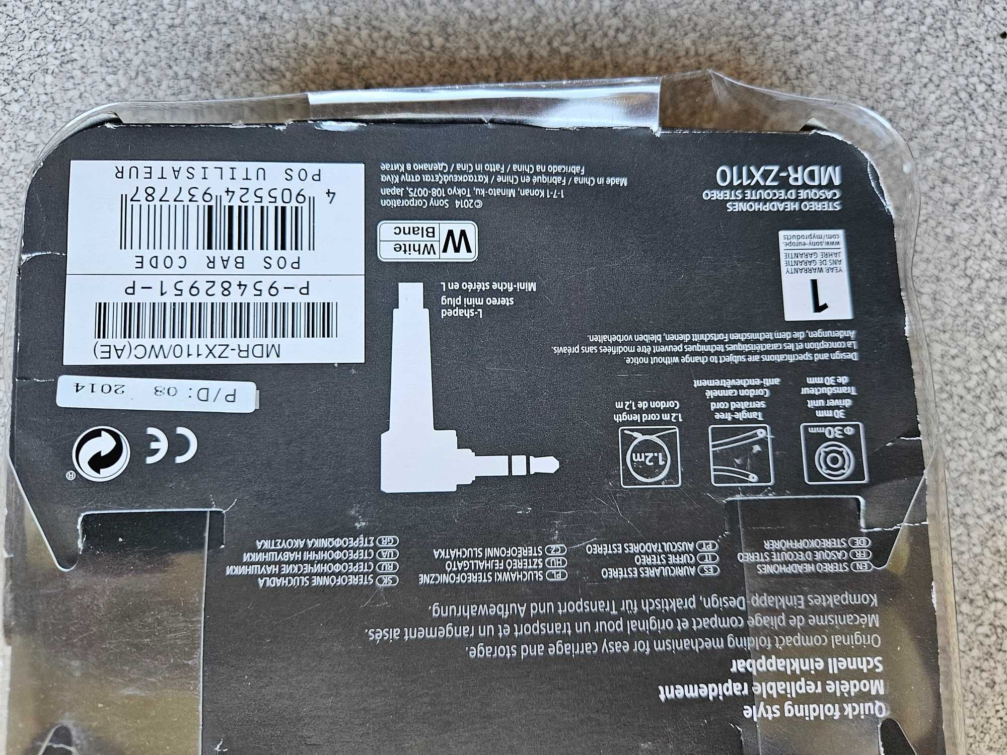 sluchawki przewodowe Sony MDR ZX 110 biale