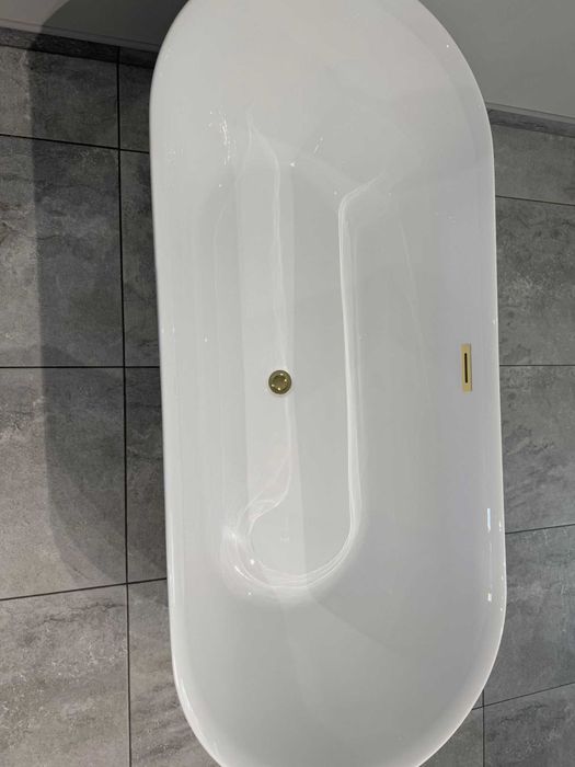 WANNA wolnostojąca INDES KOVALO 170cm akrylowa BIAŁA + ZŁOTE DODATKI