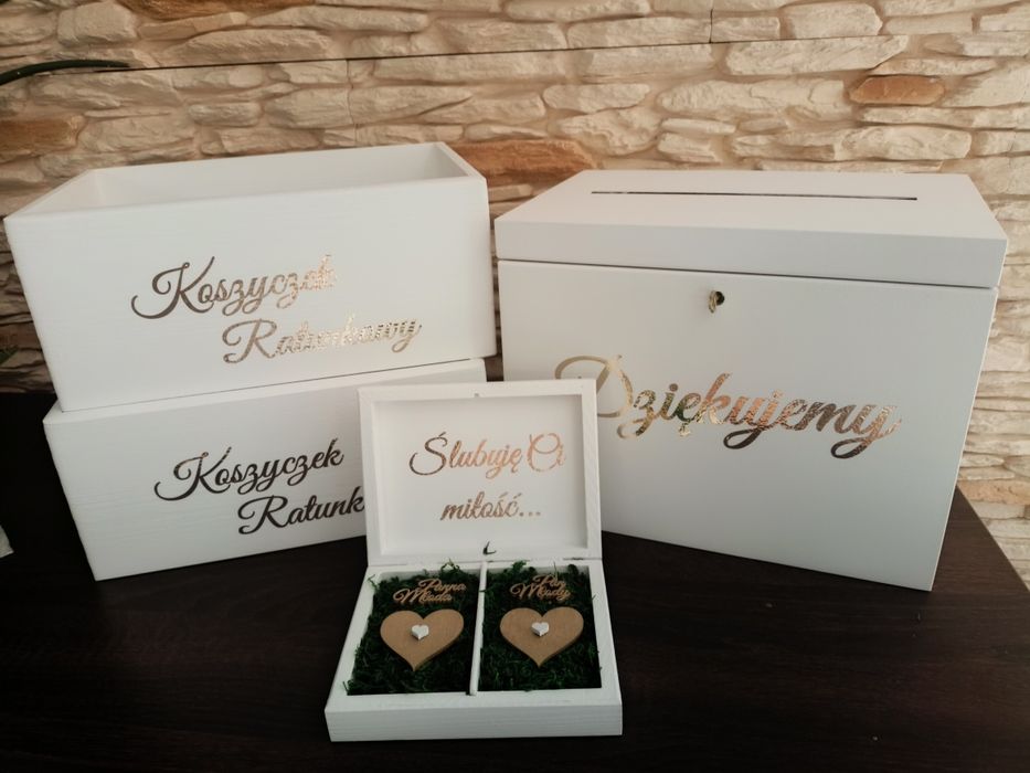 Pudełko na koperty i obrączki, koszyczki ratunkowe