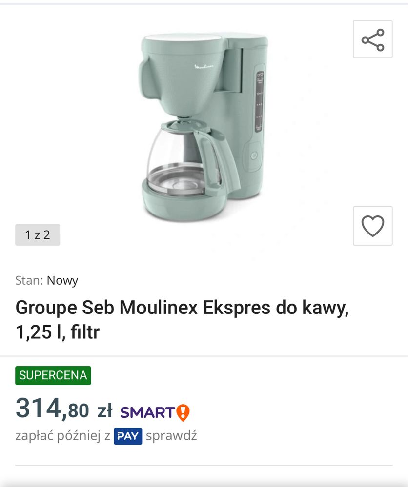 Ekspres moulinex morning Nowy