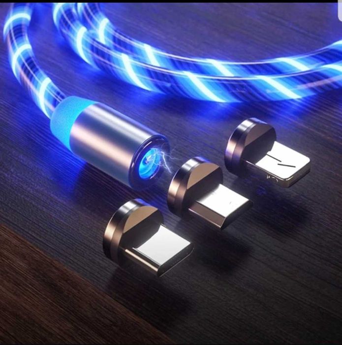 Светящийся Кабель usb магнитный с  разьем iphone,или , microusb.