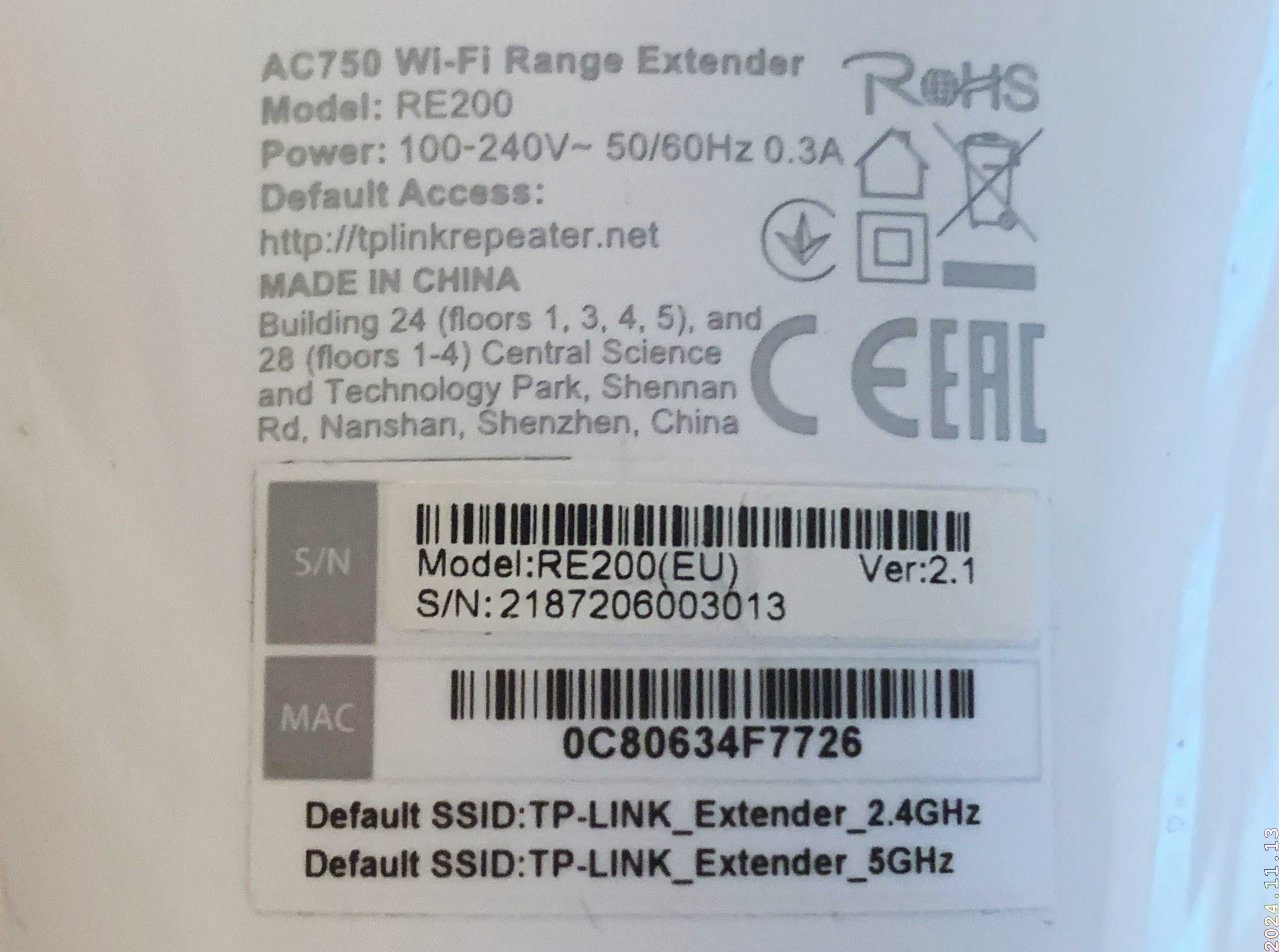 TP-LINK RE200 AC750 repeater wzmacniacz sieci WIFI