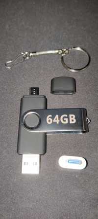 Флешка USB двухсторонняя 64 Гб  + Подарок