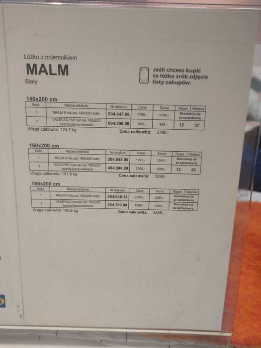Używane łóżko podwójne z materacem z Ikei 180-200 sm