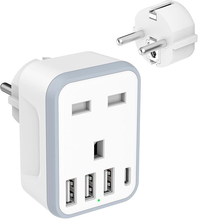 Adapter Podróżny Uk Do Eu 5W1 Loydia Z 4Xusb, Typ E/F, Uziemiony