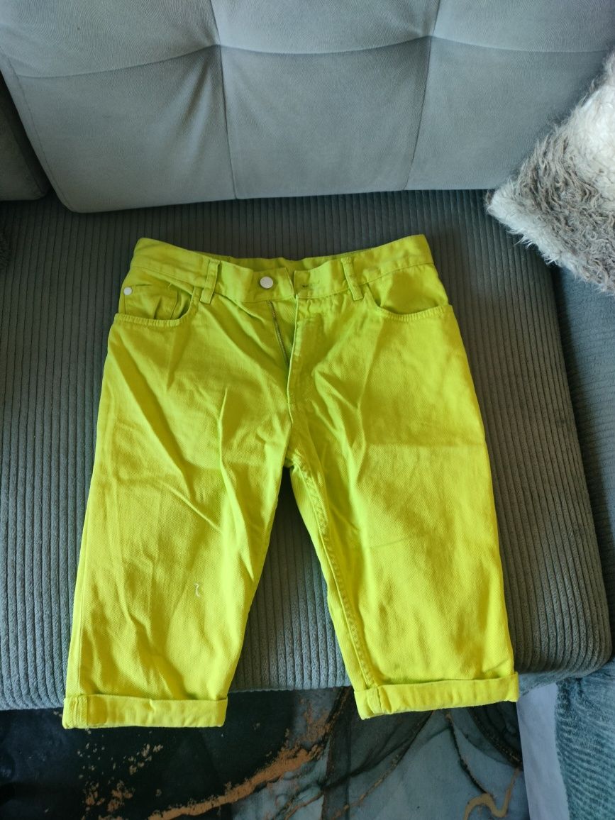 Zielone, Jeansowe spodnie 3/4 164