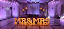 Napis Mr & Mrs żarówka ściemniacz pokrowiec Love Miłość