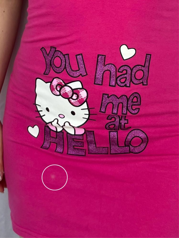 Mini różowa sukienka na ramiączkach hello kitty s/m