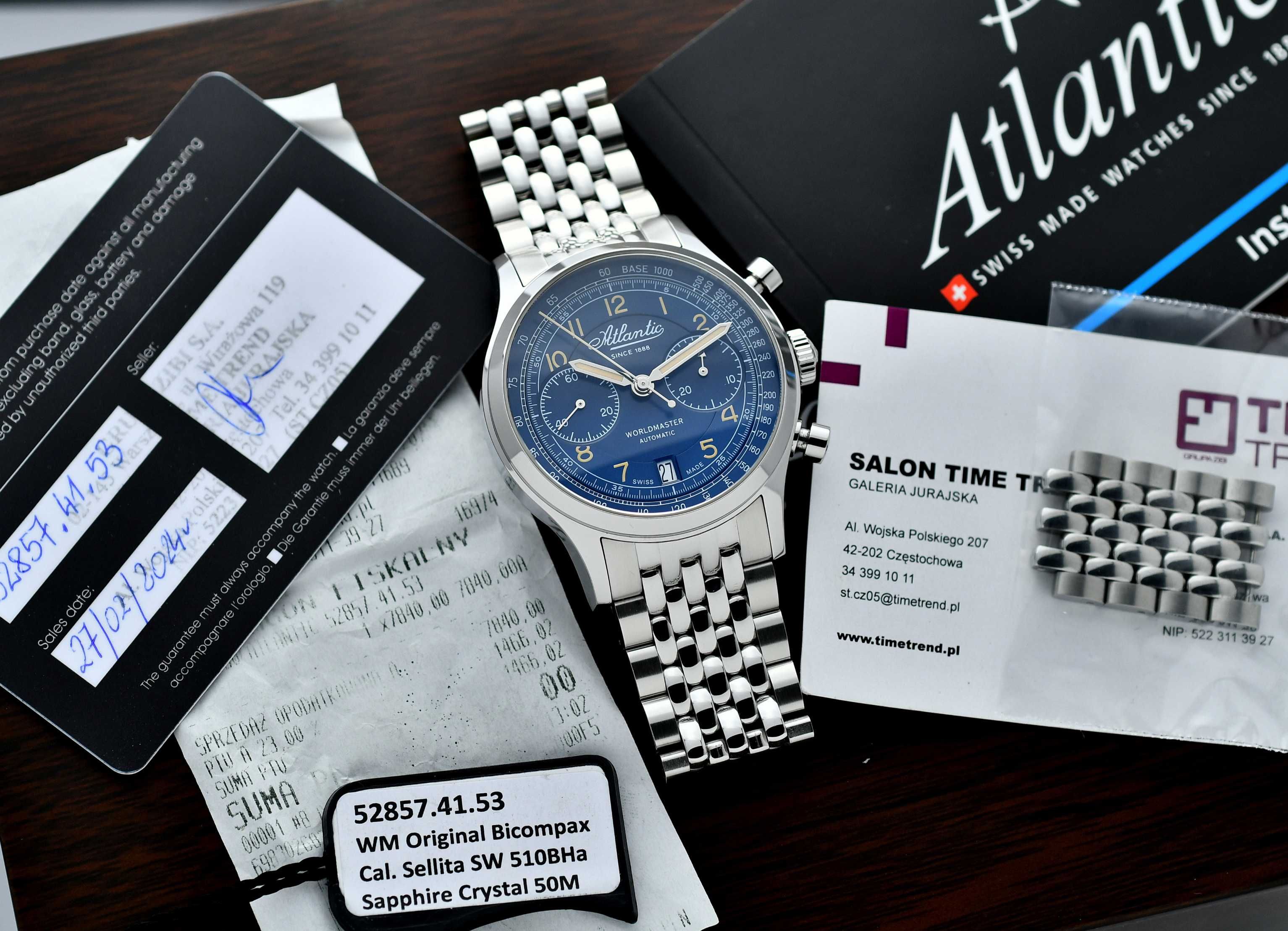 Zegarek Atlantic WorldMaster Chrono BiCompax Automatic - 42mm - Zestaw