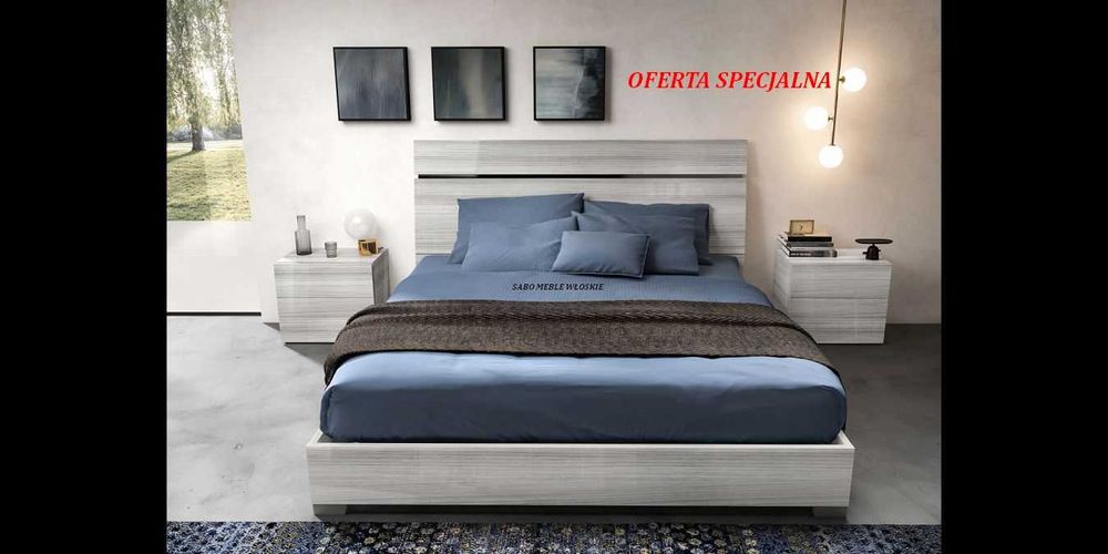 Łóżko 180 panel Kolekcja Minimalistyczna szare OFERTA SPECJALNA