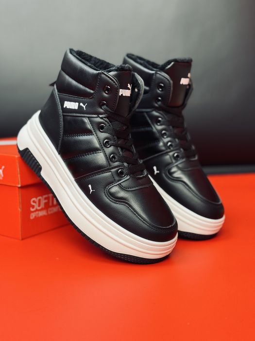 Кожаные Ботинки Puma / зимнние кроссовки Пума / черевики Пума зимові