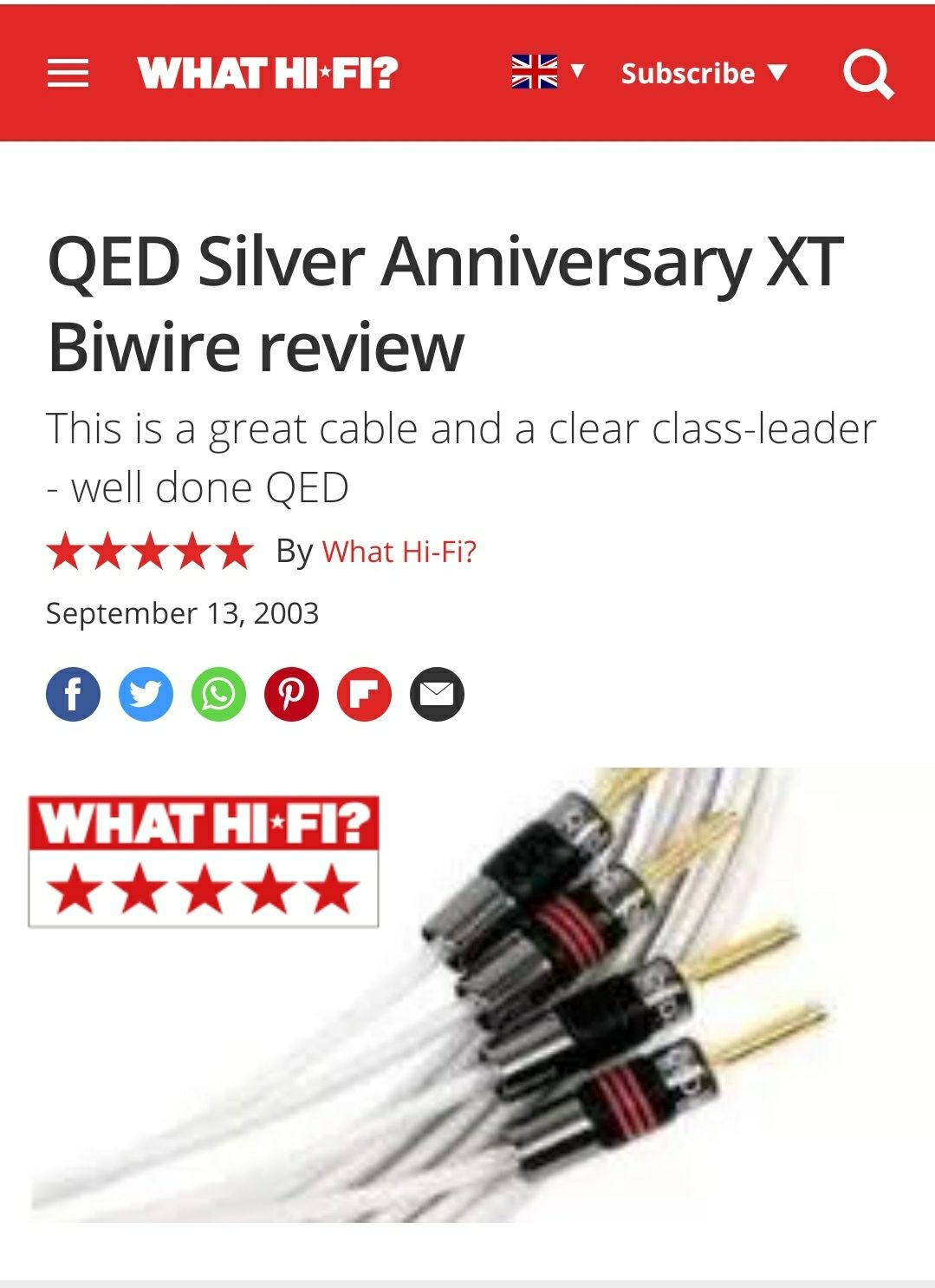 Акустический кабель QED SILVER Anniversary XT