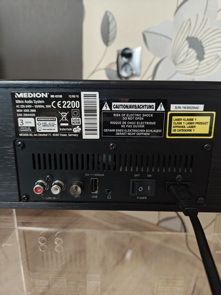 Odtwarzacz CD,Mp3,bluetooth,radio USB,słuchawkowe wejście,Line Medion